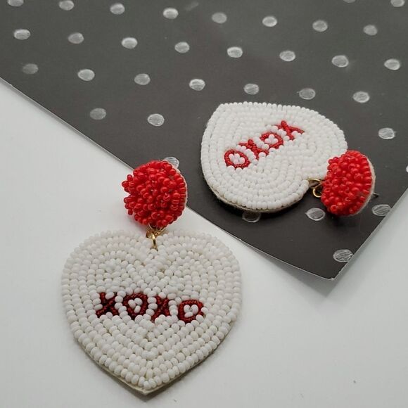 New XOXO HEART RICEBEAD VALENTINE'S EARRINGS - Picture 4 of 8
